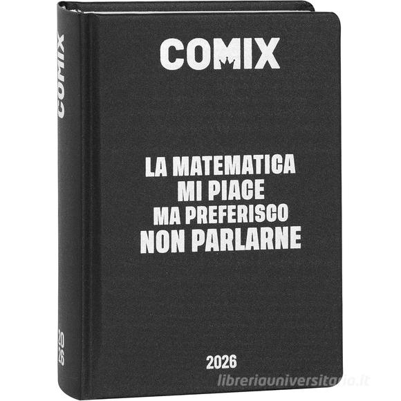 Comix 2025-2026. Agenda 16 mesi standard. Nero e argento