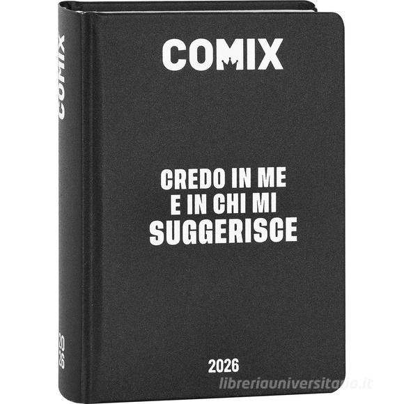 Comix 2025-2026. Agenda 16 mesi mini. Nero e bianco