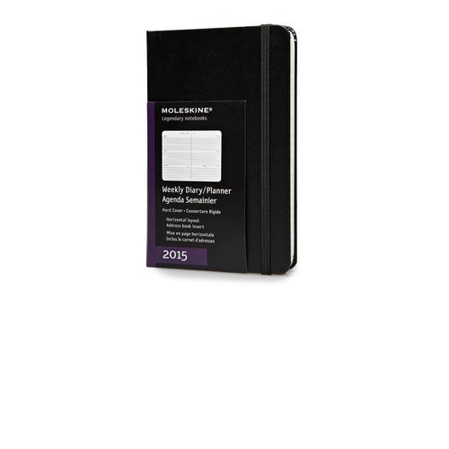 Moleskine Agenda 12 mesi settimanale Pocket layout orizzontale. Copertina rigida nera 2015