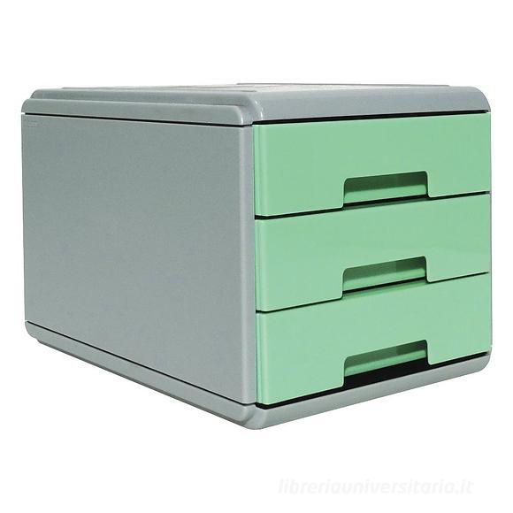 Cassettiera porta documenti 3 cassetti grigio verde