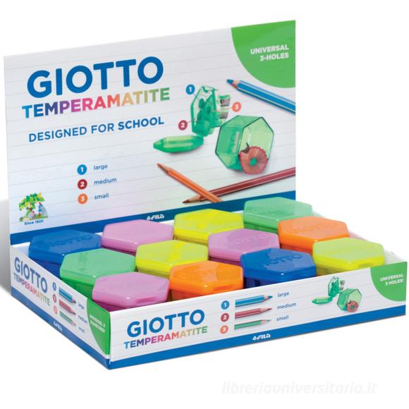 Giotto temperamatite a 3 fori con serbatoio (colori assortiti)