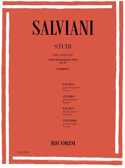 Studi Per Saxofono (Tratti Dal Metodo Per Oboe) Ed. A. Giampieri - Volume Iv