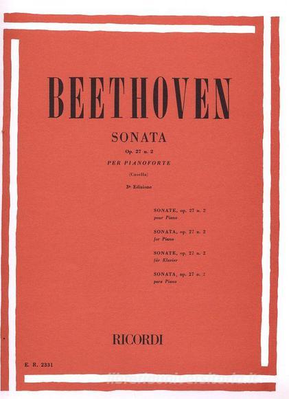 32 Sonate: N. 14 In Do Diesis Min. Op. 27 N. 2 (Al Chiaro Di Luna) Per Pianoforte Spartito