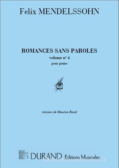 Romances Ss Paroles Vol. 4 (Nn. 29-38) Ed. M. Ravel - Pour Piano Partition