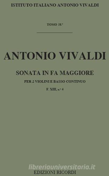 Sonate Per Vl. E B.C.: Per 2 Vl. In Fa Rv 70 F Xiii, 4 - T 58 Opere Strumentali Di A. Vivaldi (Malipiero)