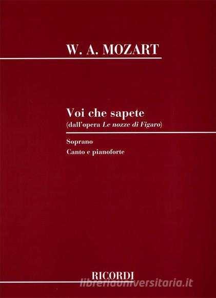 Le Nozze Di Figaro: Voi Che Sapete Per Soprano E Pianoforte
