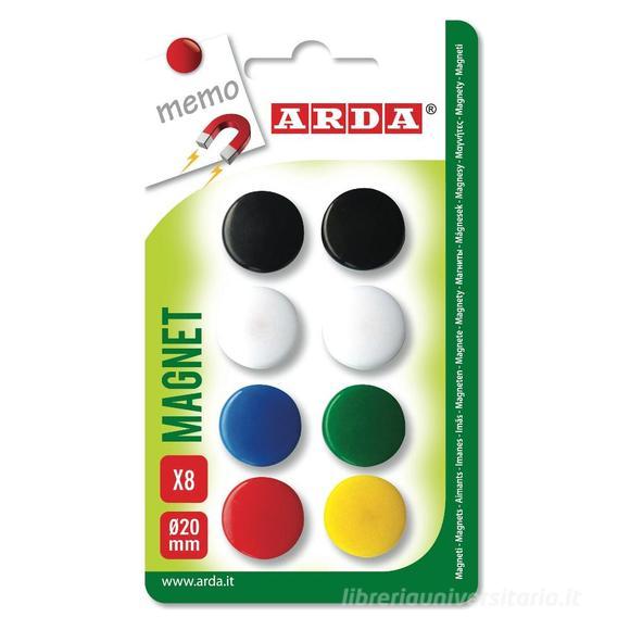 Confezione 8 bottoni magnetici per lavagne 20 mm