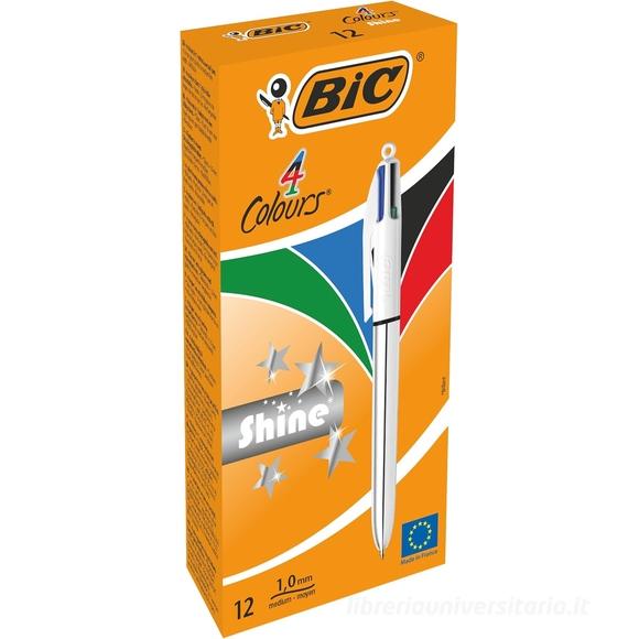 Scatola 12 penne Bic 4 Colours Shine argento