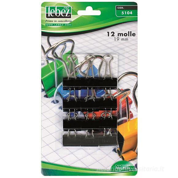 Blister 12 mollette fermacarte in metallo 19 mm