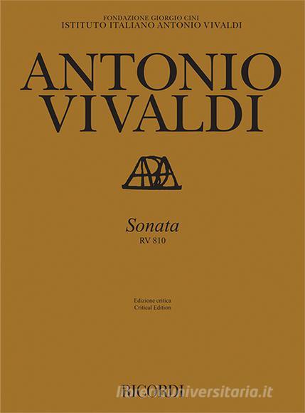 Sonata, Rv 810 Ed. Critica F. M. Sardelli - Per Violino E Basso Continuo Edizione Critica Delle Opere Di A. Vivaldi - Spartito + Parti (Vl, Basso)