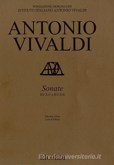 Sonate, Rv 815-816 Ed. Critica M. Talbot - Per Violino E Basso Continuo Edizione Critica Delle Opere Di A. Vivaldi - Spartito + Parti (Vl, Basso)