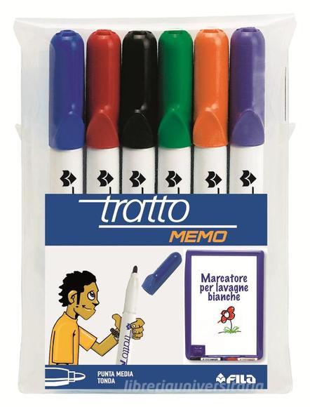 Confezione 6 marcatori colorati per lavagna Tratto Memo punta tonda