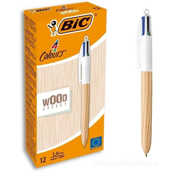 Scatola 12 penne Bic 4 Colours Wood