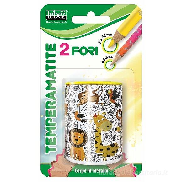 Temperamatite a due fori con serbatoio in metallo (fantasie assortite)