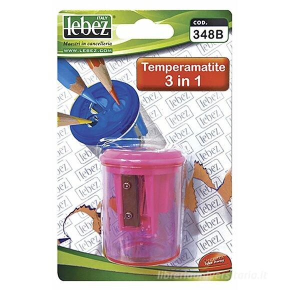 Temperamatite a tre fori con serbatoio (colori assortiti)