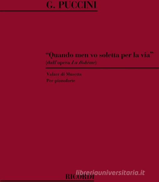 Valzer Di Musetta Per Pianoforte - Con Parole