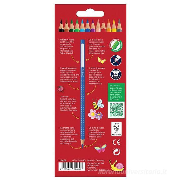 Astuccio 12 matite colorate acquerellabili con fusto triangolare Color Grip