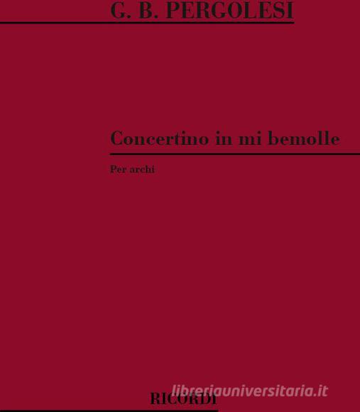 Concertino Per Archi In Mi Bem. Partitura