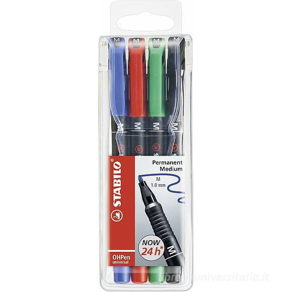 Astuccio 4 marcatori permanenti tratto medio OHPen Universal