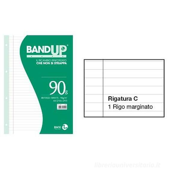 Blocco 40 fogli ricambio rinforzati A4 Maxi Band-Up a righe