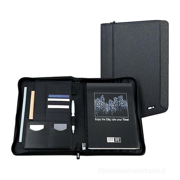 Porta blocco formato A4 Dual City Time nero