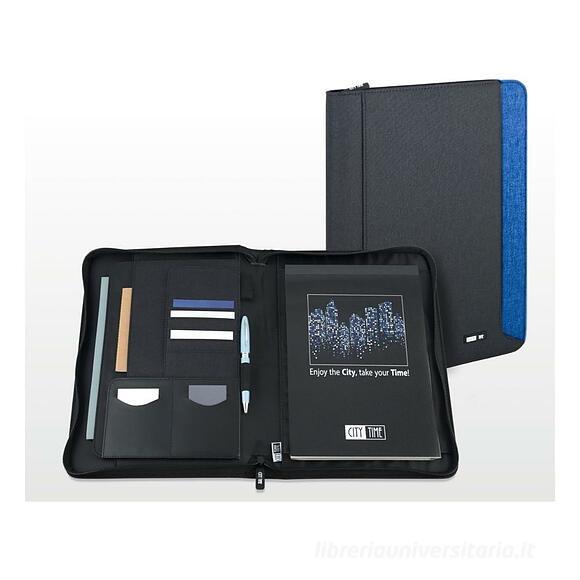 Porta blocco formato A4 Dual City Time blu