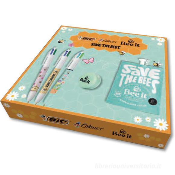 Cofanetto Save The Bees 3 penne a sfera 4 Colours 1 crema Bee It