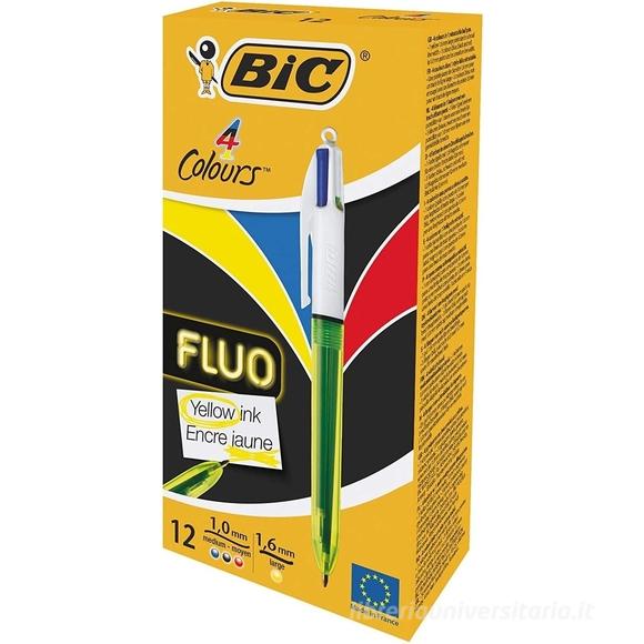 Scatola 12 penne Bic 4 Colours Fluo