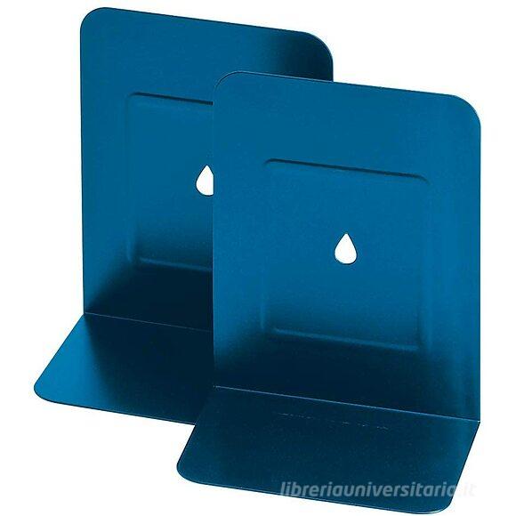 Coppia reggilibri in metallo blu