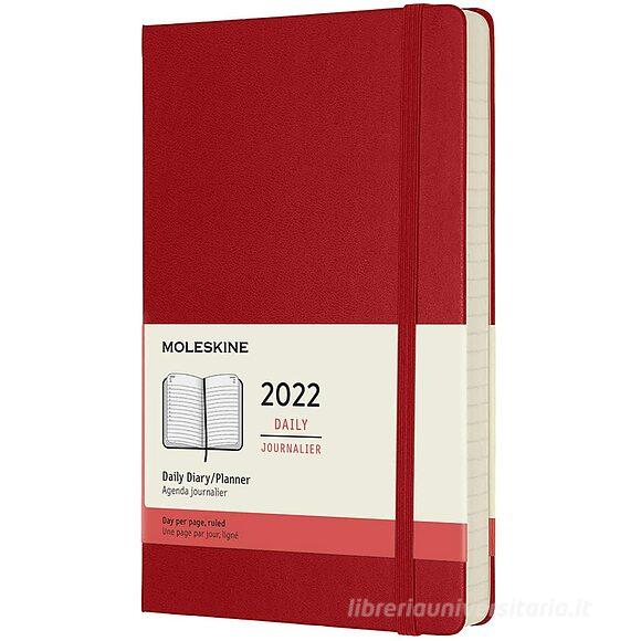 Moleskine 12 mesi - Agenda giornaliera rosso scarlatto - Large copertina rigida 2022