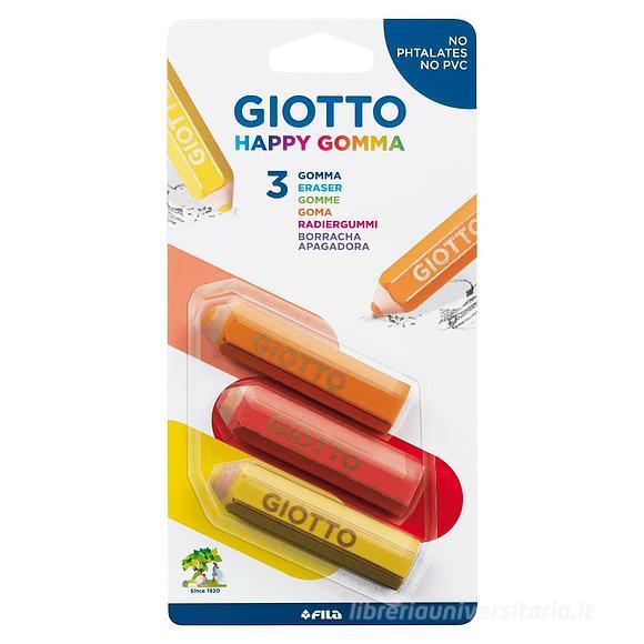 Confezione 3 gomme per cancellare Giotto Happy (colori assortiti)
