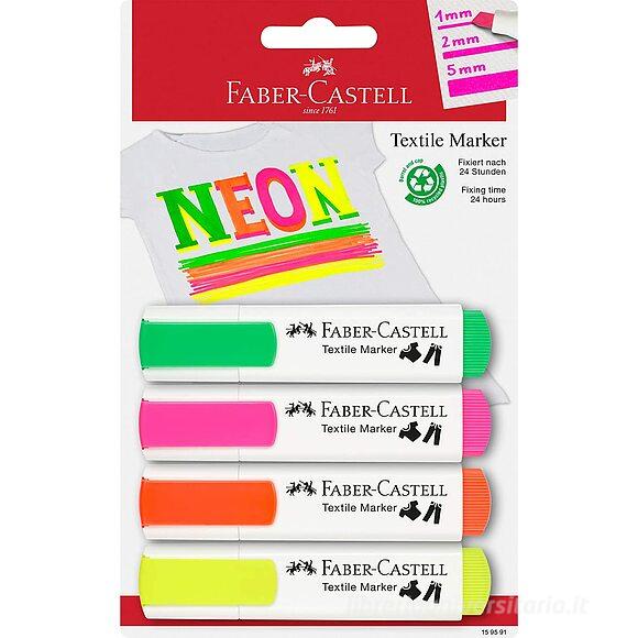 Confezione 4 pennarelli marcatori per tessuti colori fluo