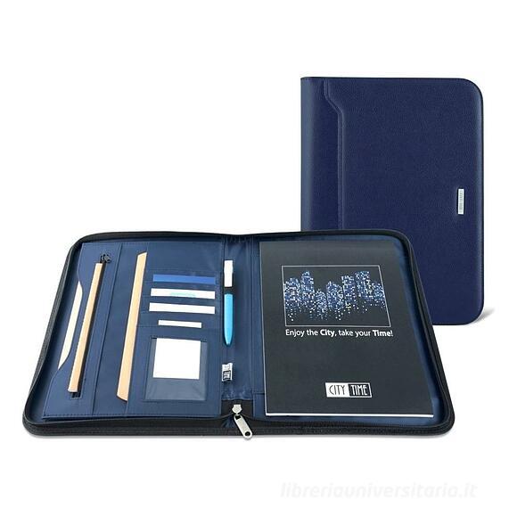 Porta blocco formato A4 City Time blu