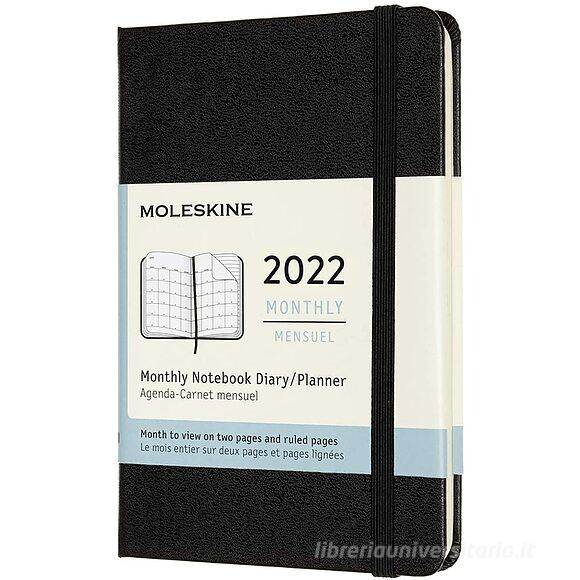 Moleskine 12 mesi - Agenda mensile nero - Pocket copertina rigida 2022