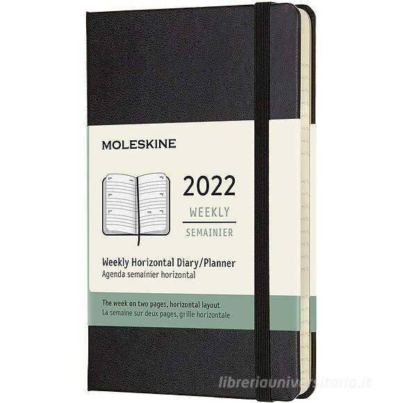 Moleskine 12 mesi - Agenda settimanale orizzontale nero - Pocket copertina rigida 2022