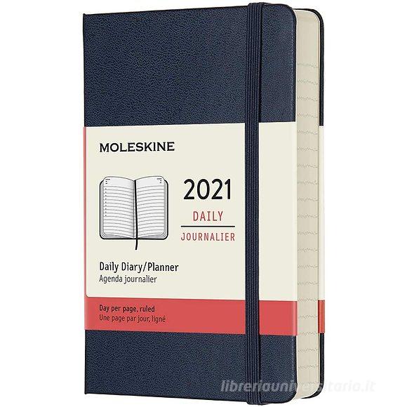 Moleskine 12 mesi - Agenda giornaliera blu zaffiro - Pocket copertina rigida 2021