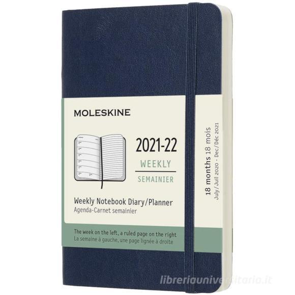 Moleskine 18 mesi - Agenda settimanale blu zaffiro - Pocket copertina morbida 2021-2022