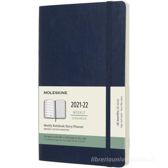 Moleskine 18 mesi - Agenda settimanale blu zaffiro - Large copertina morbida 2021-2022