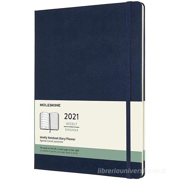 Moleskine 12 mesi - Agenda settimanale blu zaffiro - Extra Large copertina rigida 2021
