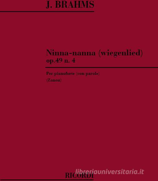 Ninna - Nanna Op. 49 N. 4 Per Pianoforte Ed. M. Zanon
