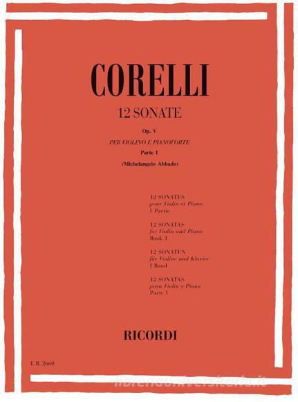 12 Sonate Per Violino E Basso Op. V Parte I Ed. Mi. Abbado