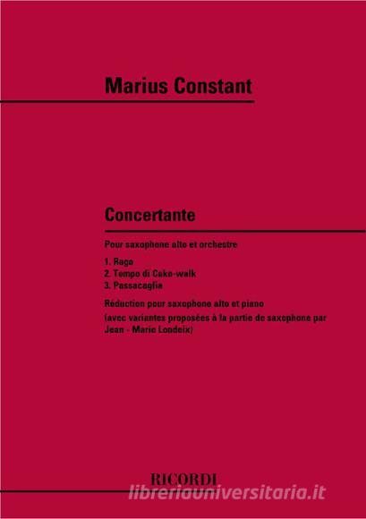 Concertante Pour Saxophone Alto Et Orchestre Riduzione Per Saxofono E Piano