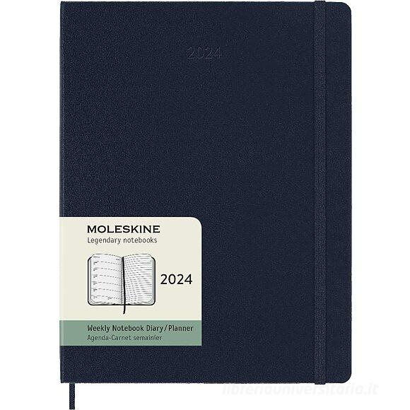 Moleskine 12 mesi - Agenda settimanale blu zaffiro - Extra Large copertina rigida 2024