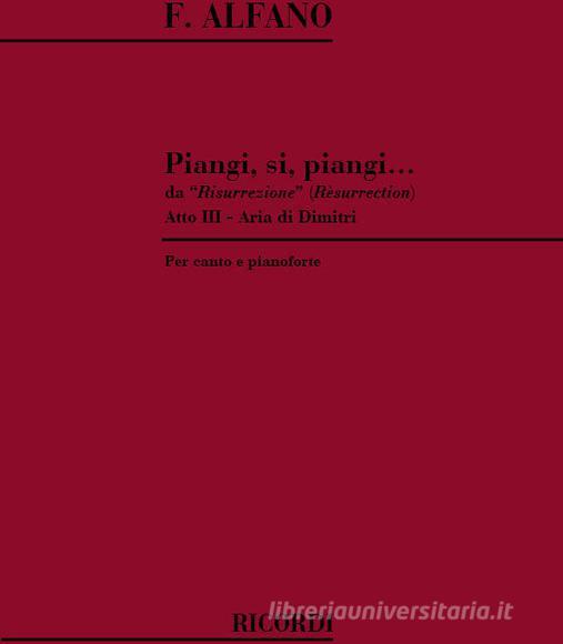 Piangi Si Piangi Per Voce E Pianoforte