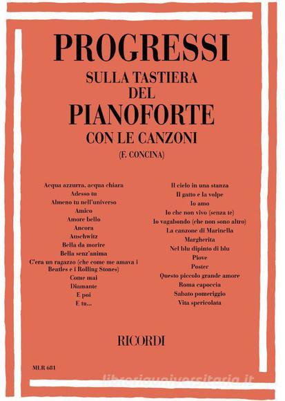 Progressi Sulla Tastiera Del Pianoforte Con Le Canzoni Ed. F. Concina - Per Pianoforte Spartito