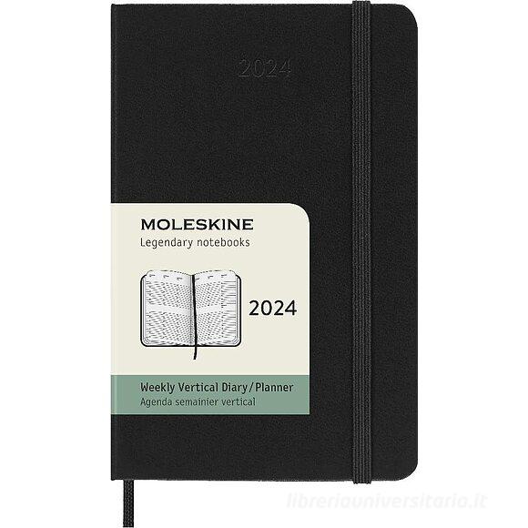 Moleskine 12 mesi - Agenda settimanale verticale nero - Pocket copertina rigida 2024