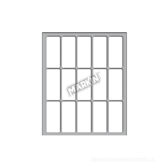 Confezione 10 fogli da 15 etichette autoadesive 46x20mm carta bianca Markin