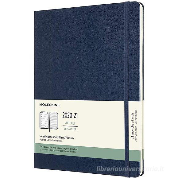 Moleskine 18 mesi - Agenda settimanale blu zaffiro - X-Large copertina rigida 2020-2021