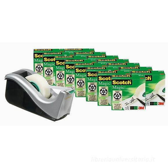 Dispenser nastro adesivo con 16 rotoli di nastro trasparente Scotch