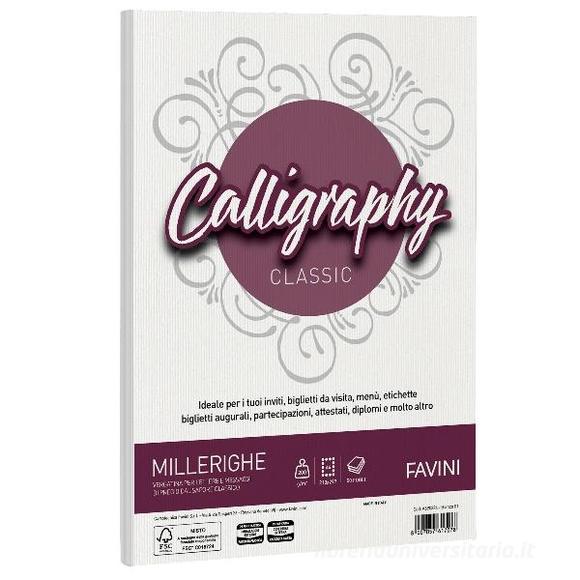 Album 50 fogli bianchi ruvidi formato A4 200 gr Calligraphy Millerighe